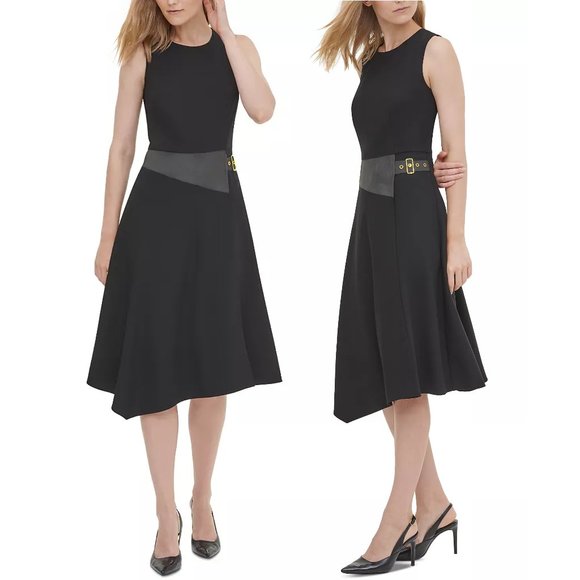 NEW Calvin Klein Sleeveless Asymmetric Fit & Flare Dress, Size 4 - Picture 1 of 16